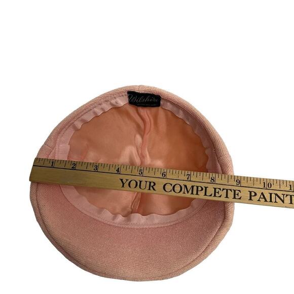 Vintage Wilshire Pink Sequined Thread Hat with Navy Blue Veil Circa 1940s - Picture 9 of 12